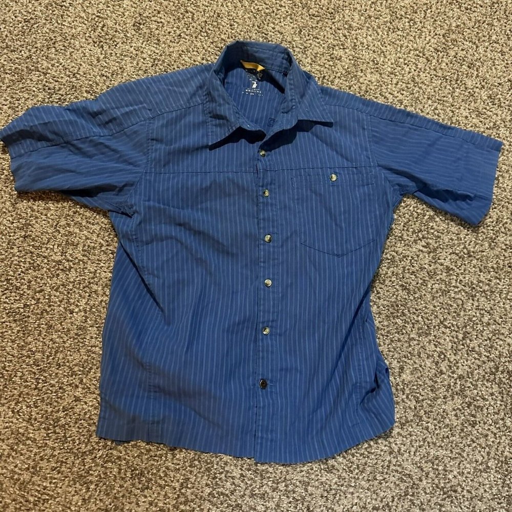 Mountain Hardware Button Up Shirt Mens Medium Striped Blue Short Sleeve